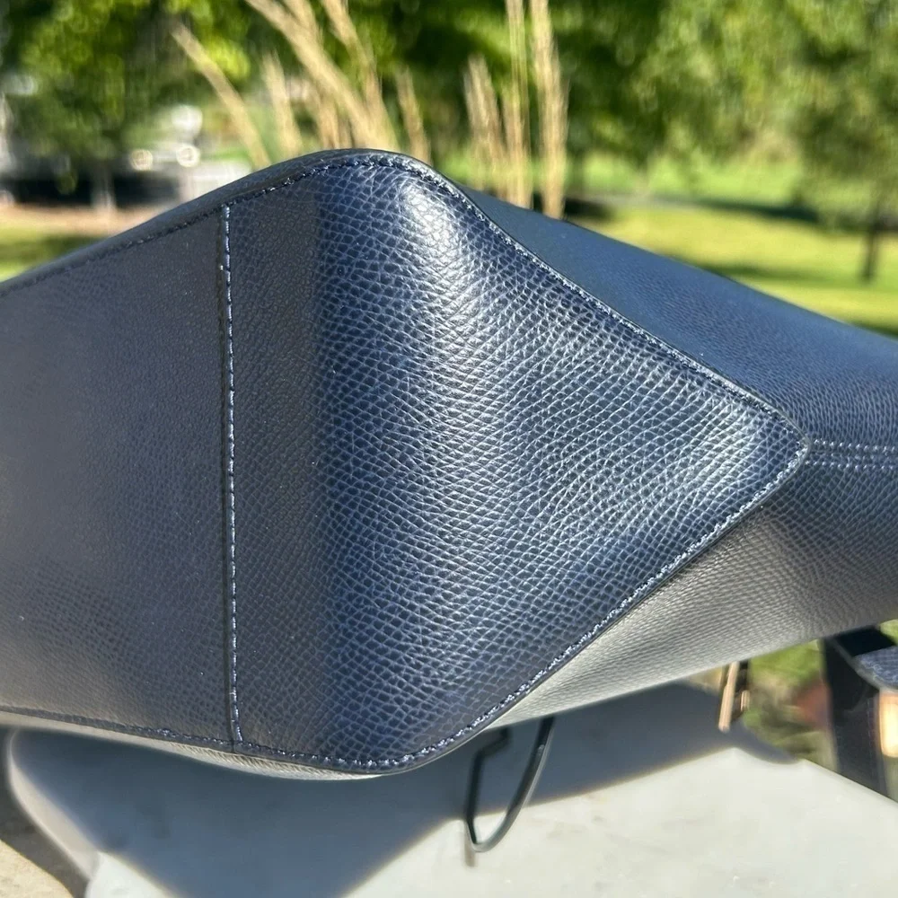 Coach Zip Top Tote F35204 Midnight Blue Crossgrain Leather